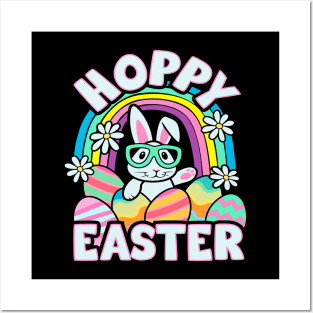 Hoppy Easter Bunny Rabbit Easter Eggs Happy Easter Posters and Art